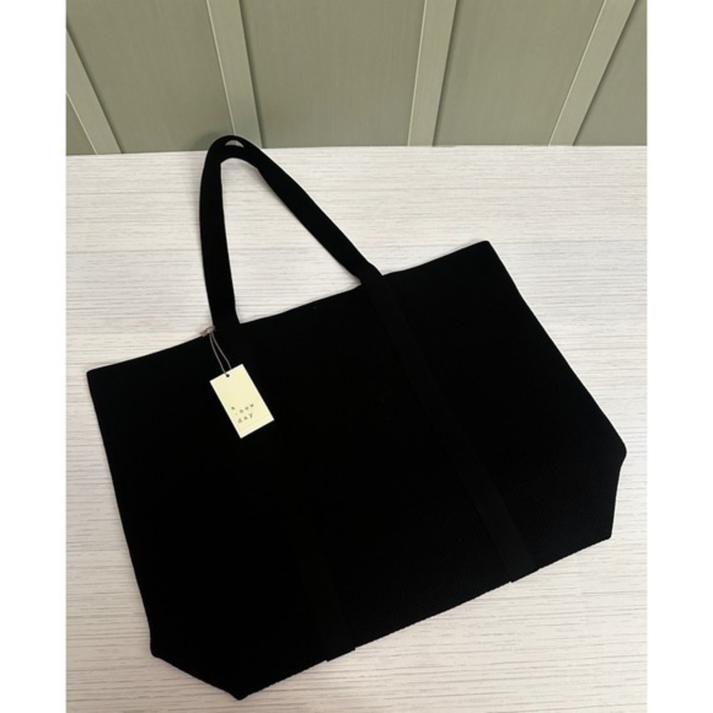 A New Day Black Knit Tote Bag Recycled Polyester Shoulder Bag NWT 024 06 4455